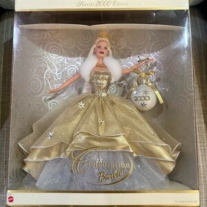 Barbie Celebration Doll in Gold and White Gown